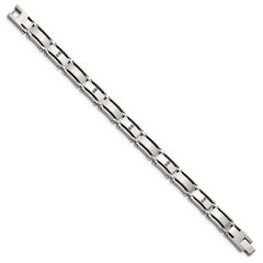 Chisel Stainless Steel Brushed and Polished with 1/10 carat Diamond 8.25 inch Bracelet