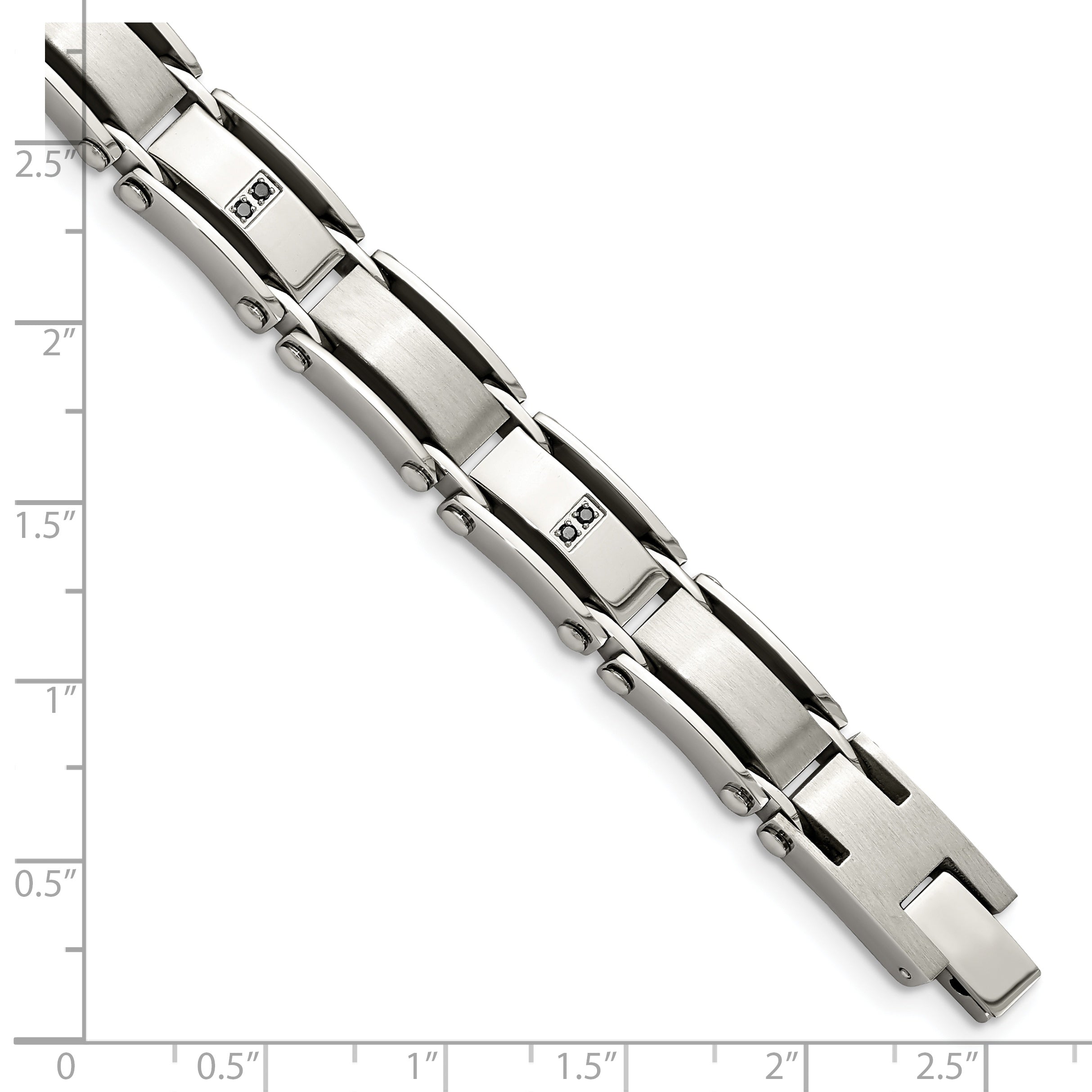 Chisel Stainless Steel Brushed and Polished with 1/10 carat Diamond 8.25 inch Bracelet