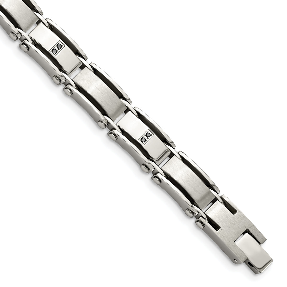 Chisel Stainless Steel Brushed and Polished with 1/10 carat Diamond 8.25 inch Bracelet