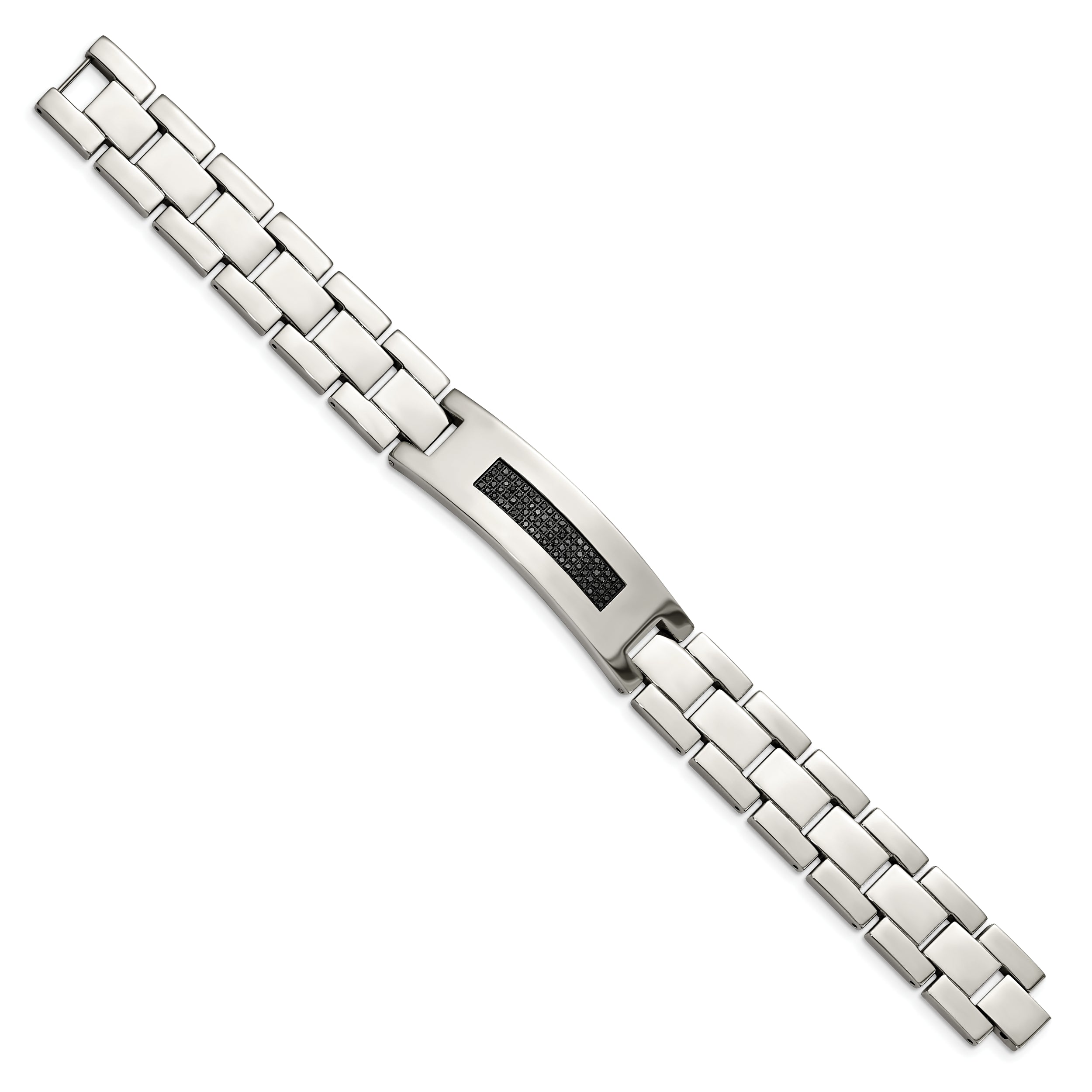 Chisel Stainless Steel Polished with 1/2 carat Diamond 8.25 inch Bracelet