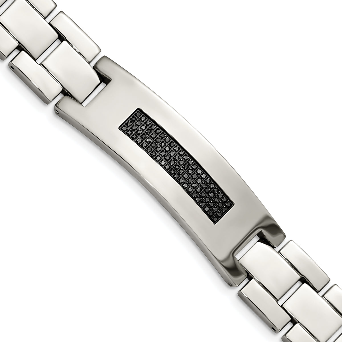 Chisel Stainless Steel Polished with 1/2 carat Diamond 8.25 inch Bracelet