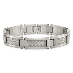 Chisel Stainless Steel Antiqued and Matte with 1/10 carat Diamond 9 inch Bracelet