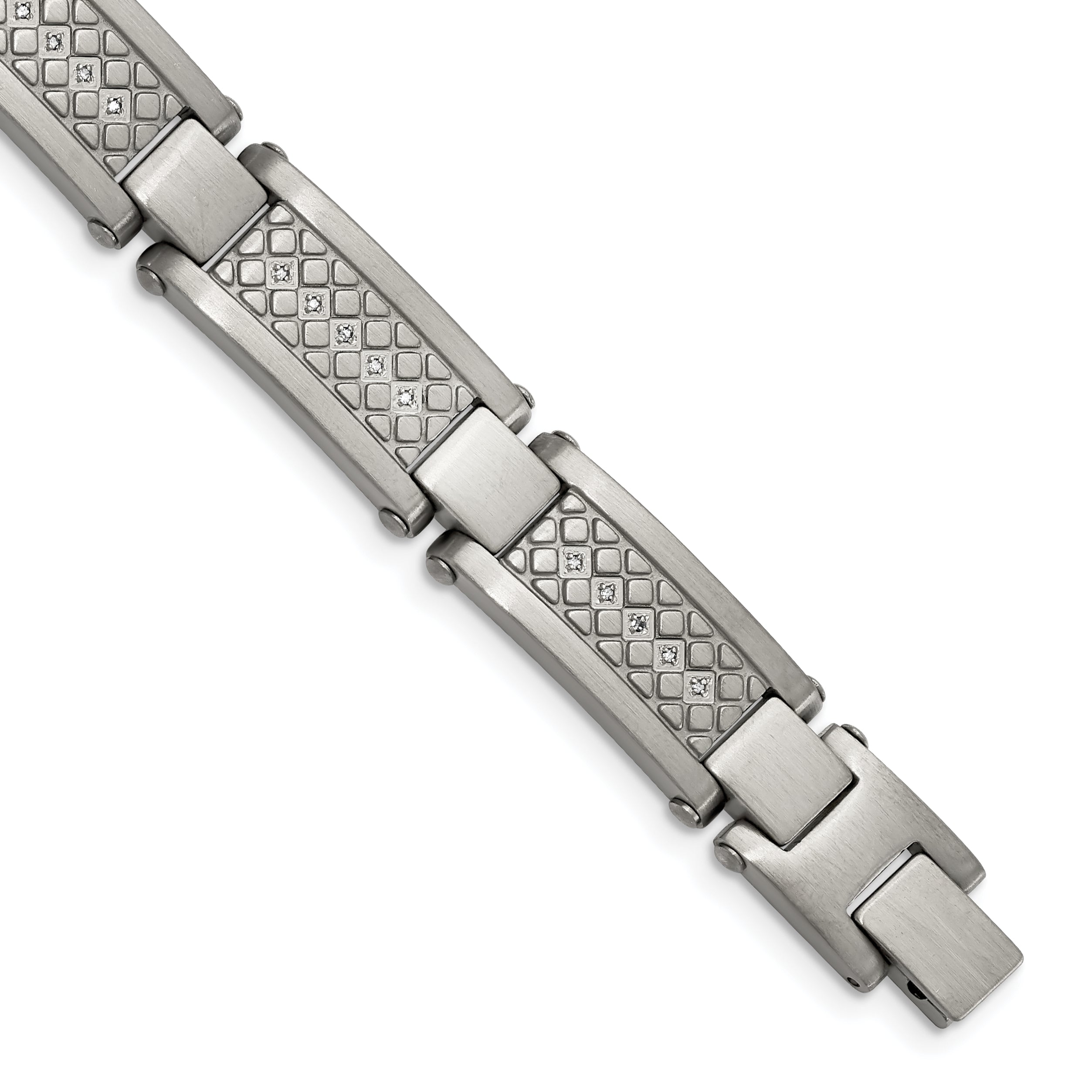 Chisel Stainless Steel Antiqued and Matte with 1/10 carat Diamond 9 inch Bracelet