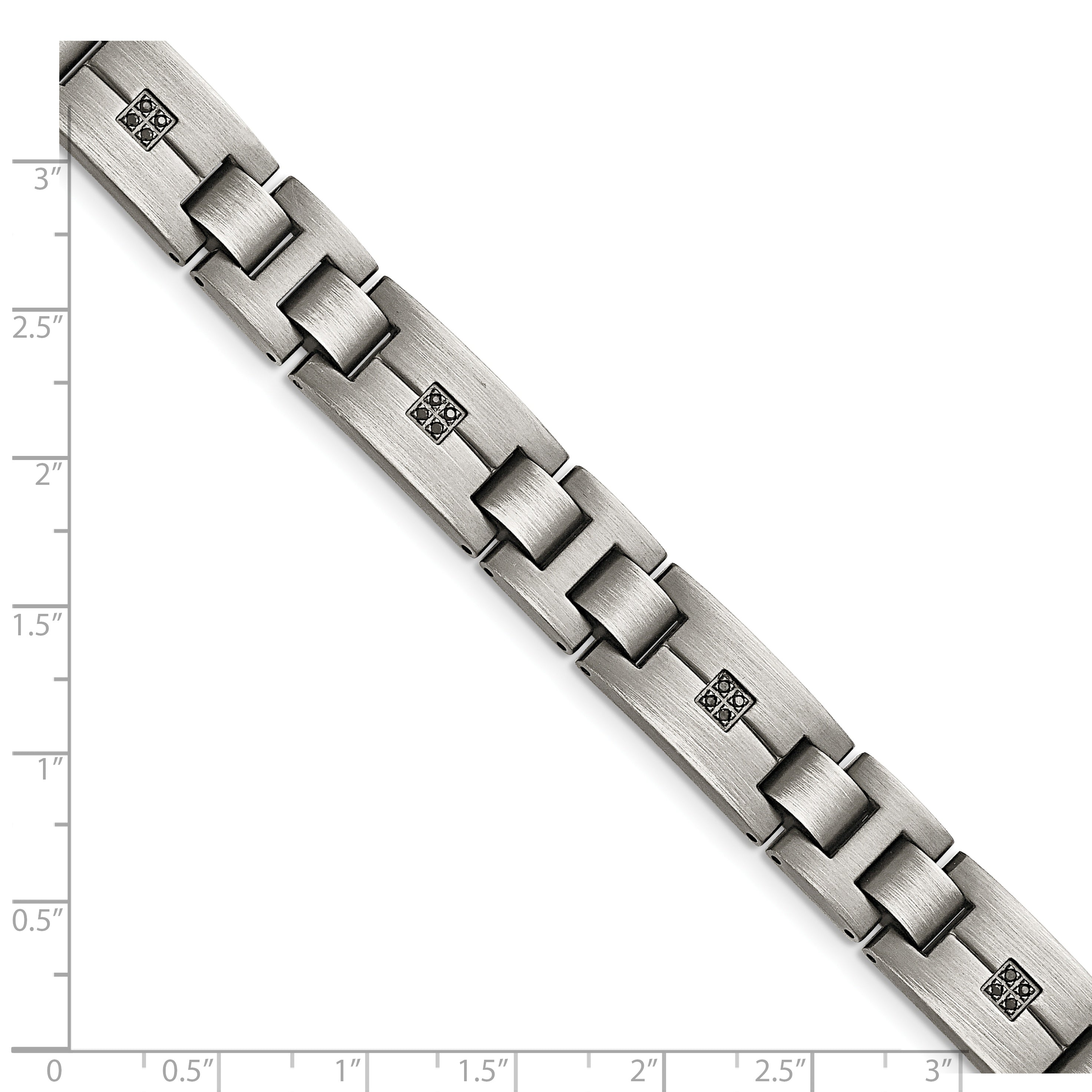 Chisel Stainless Steel Antiqued and Matte with 1/10 carat Black Diamond 9 inch Bracelet