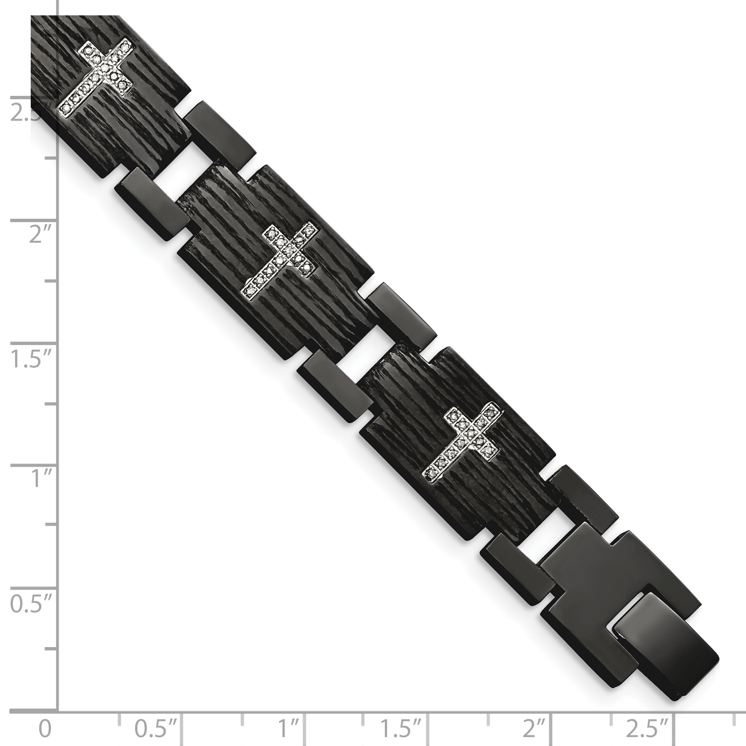 Chisel Stainless Steel Polished and Matte Black IP-plated with 1/4 carat Diamond 8.25 inch Bracelet