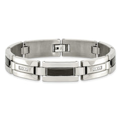 Chisel Stainless Steel Polished Black IP-plated with 1/4 carat Diamond 8.5 inch Bracelet