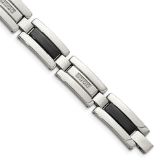 Chisel Stainless Steel Polished Black IP-plated with 1/4 carat Diamond 8.5 inch Bracelet