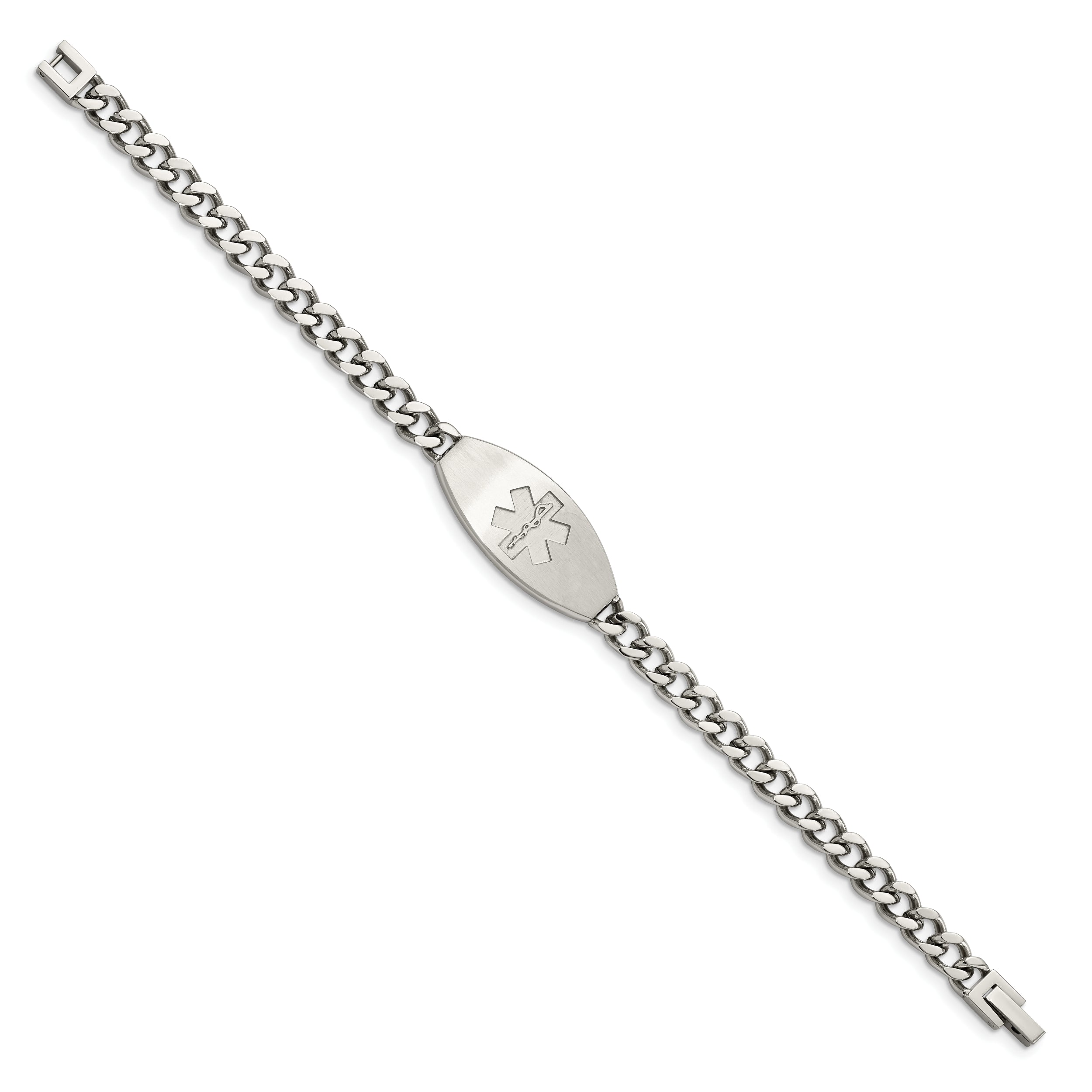 Chisel Stainless Steel Brushed Medical ID 8.5 inch Curb Chain Bracelet