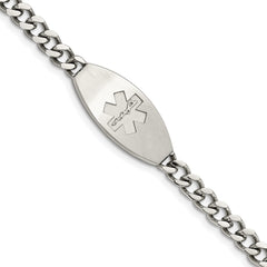 Chisel Stainless Steel Brushed Medical ID 8.5 inch Curb Chain Bracelet