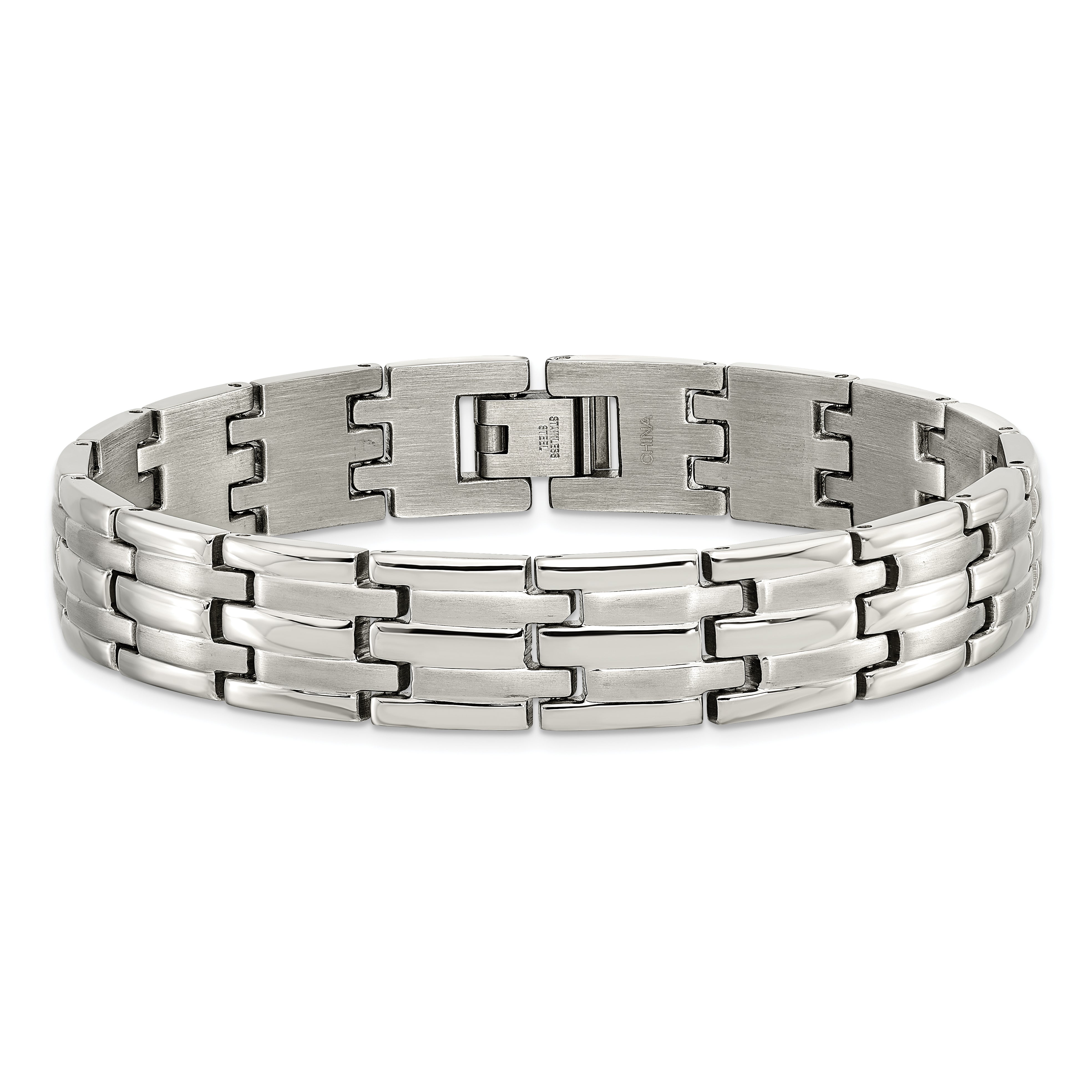 Chisel Stainless Steel Brushed and Polished 8.5 inch Link Bracelet