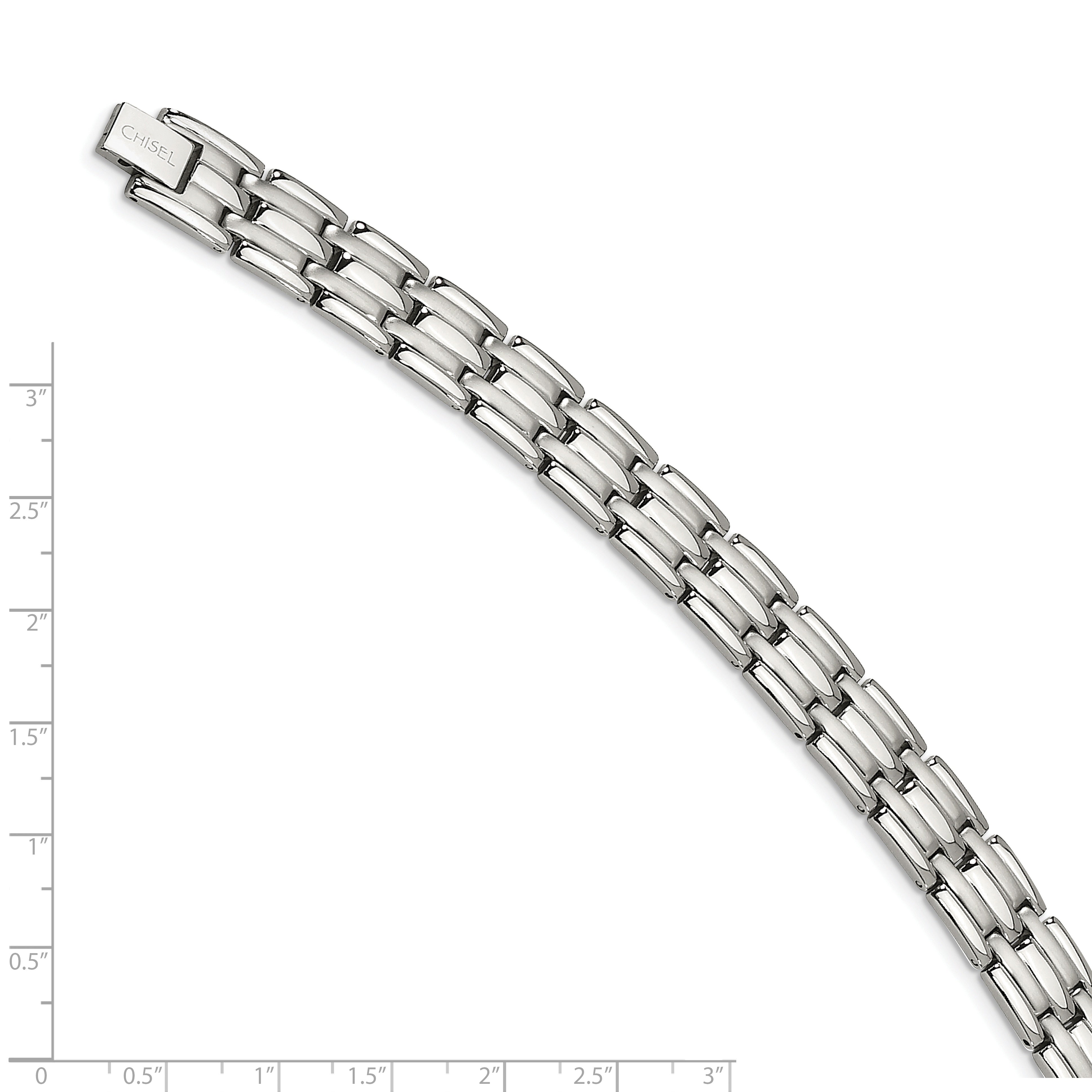 Chisel Stainless Steel Brushed and Polished 8.5 inch Link Bracelet