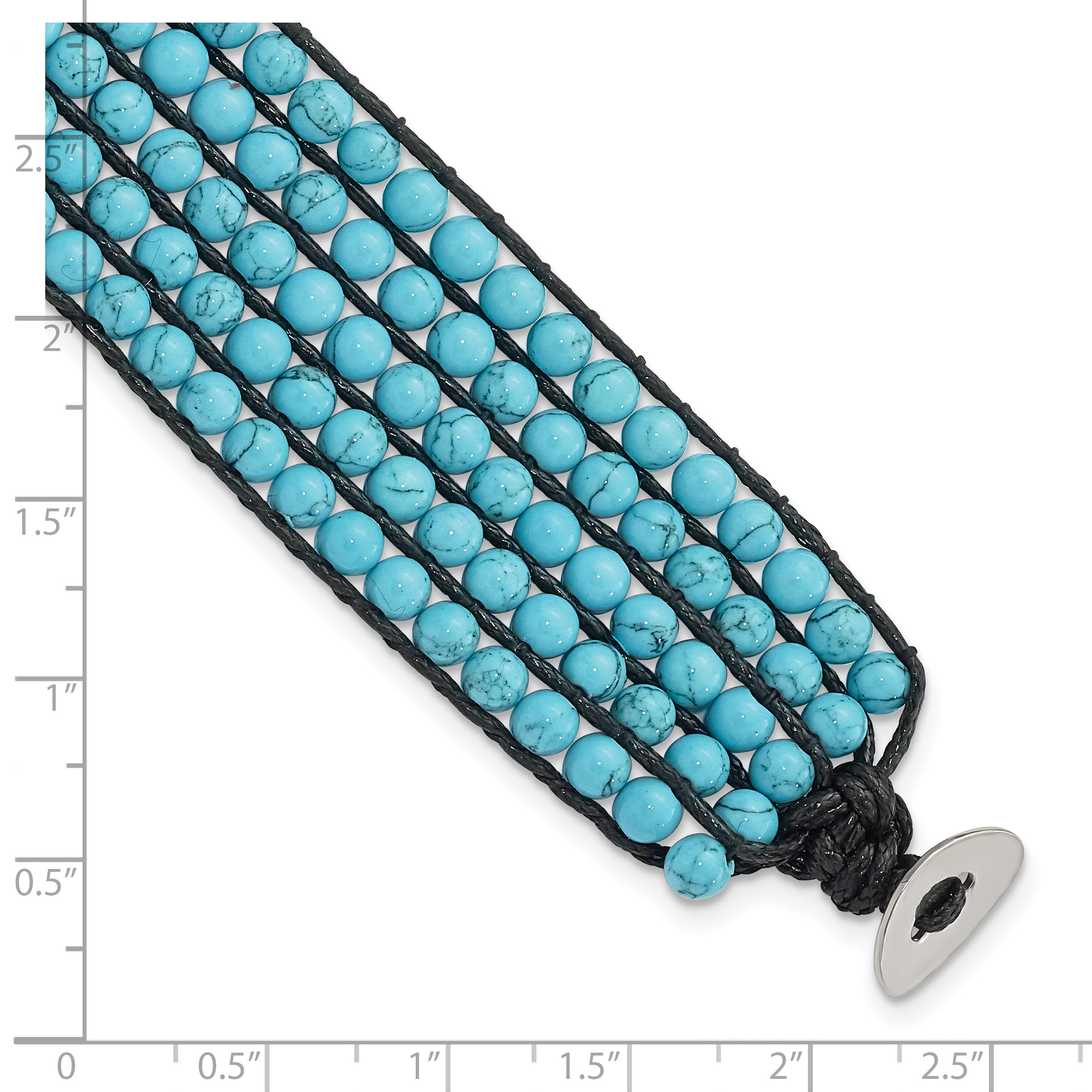 Stainless Steel Black Cord Woven Imitation Turquoise Bracelet