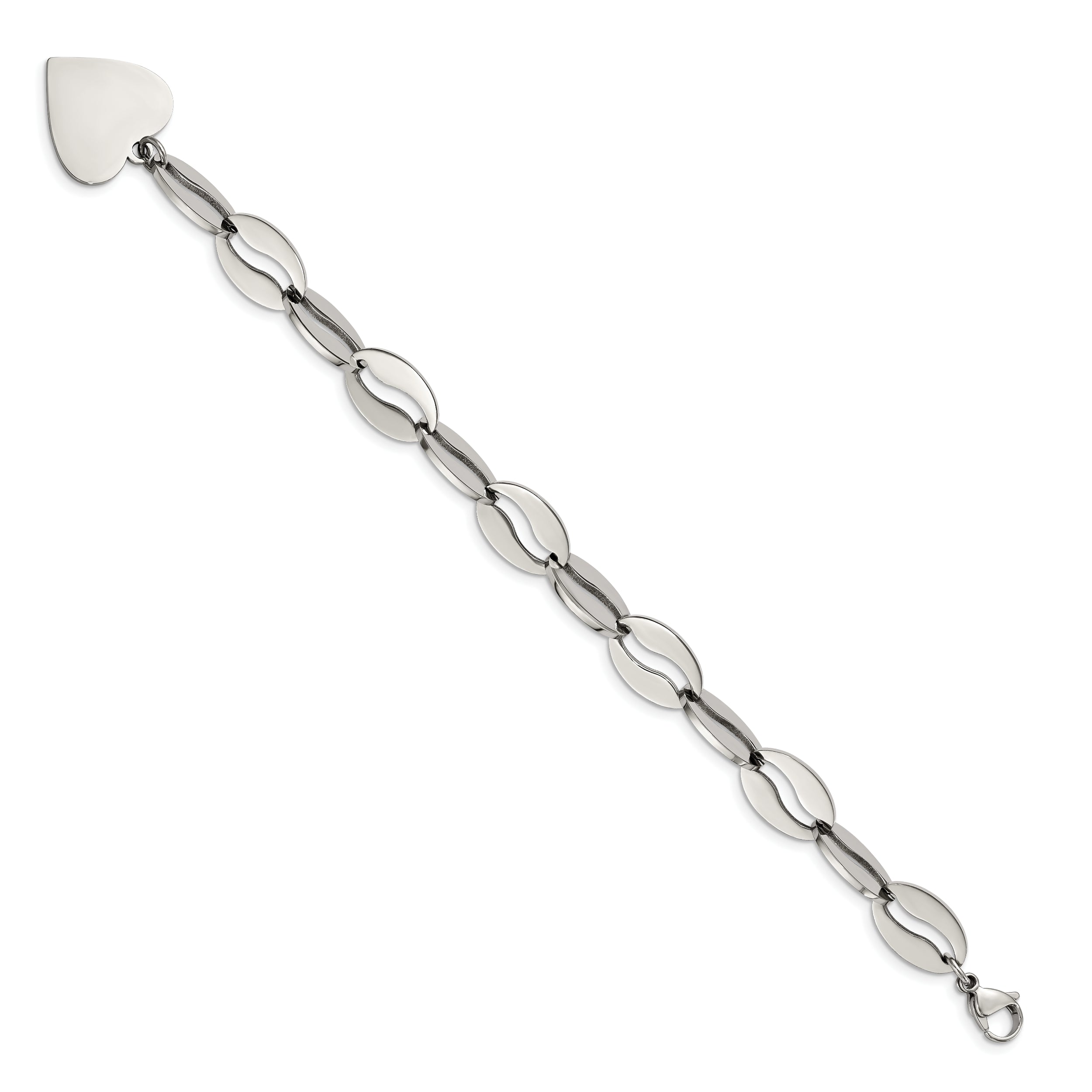 Stainless Steel Polished Heart 8.5in Bracelet