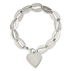 Stainless Steel Polished Heart 8.5in Bracelet