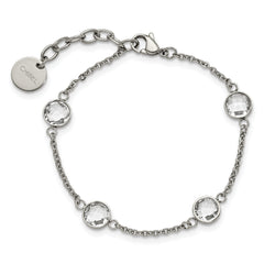 Chisel Stainless Steel Polished with Glass 6.5 inch Bracelet with 1.25 inch Extension