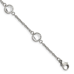 Chisel Stainless Steel Polished with Glass 6.5 inch Bracelet with 1.25 inch Extension