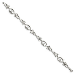 Chisel Stainless Steel Polished 7.75 inch Claddagh and Trinity Knot Bracelet