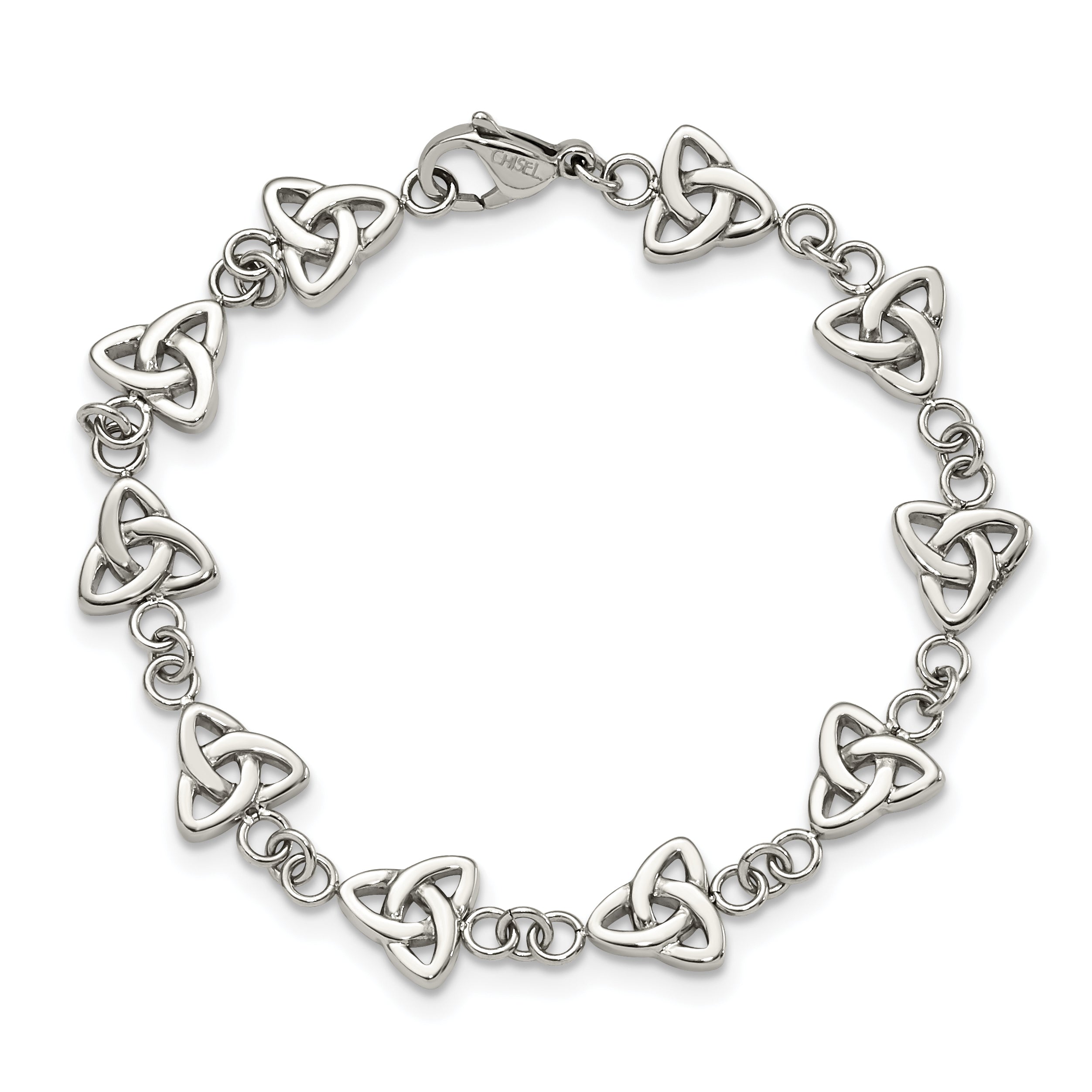 Chisel Stainless Steel Polished 7 inch Trinity Knot Link Bracelet