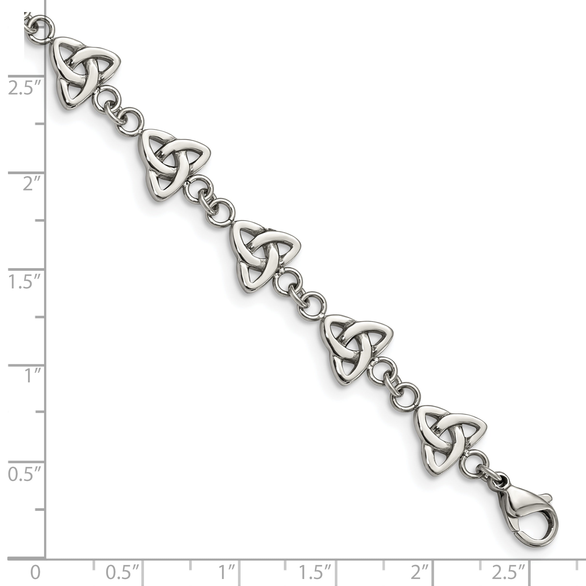 Chisel Stainless Steel Polished 7 inch Trinity Knot Link Bracelet