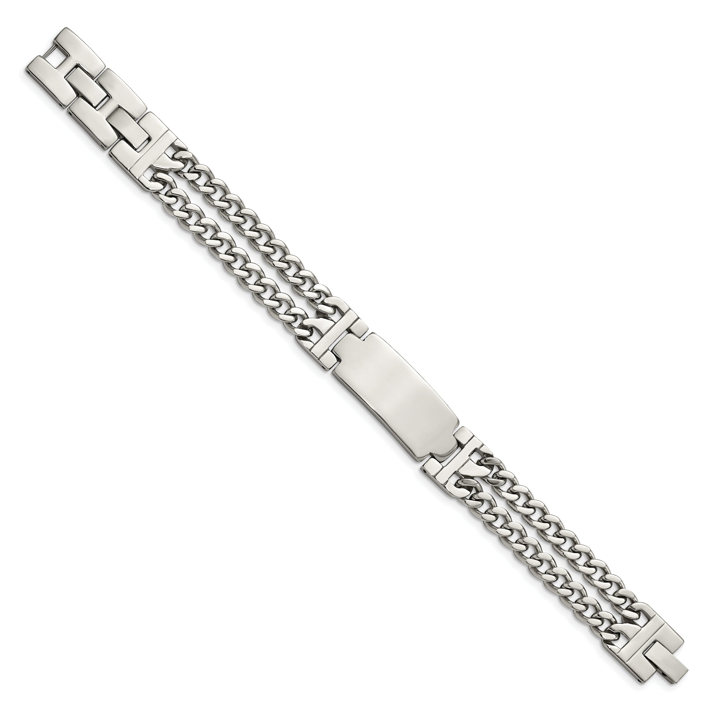 Chisel Stainless Steel Polished 2 Strand Curb Chain 7.75 inch with .5 inch extension ID Bracelet