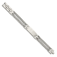 Chisel Stainless Steel Polished 2 Strand Curb Chain 7.75 inch with .5 inch extension ID Bracelet