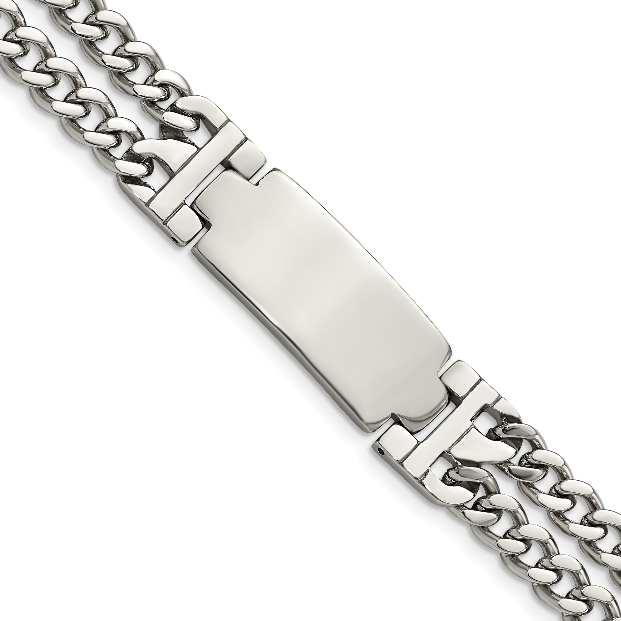 Chisel Stainless Steel Polished 2 Strand Curb Chain 7.75 inch with .5 inch extension ID Bracelet