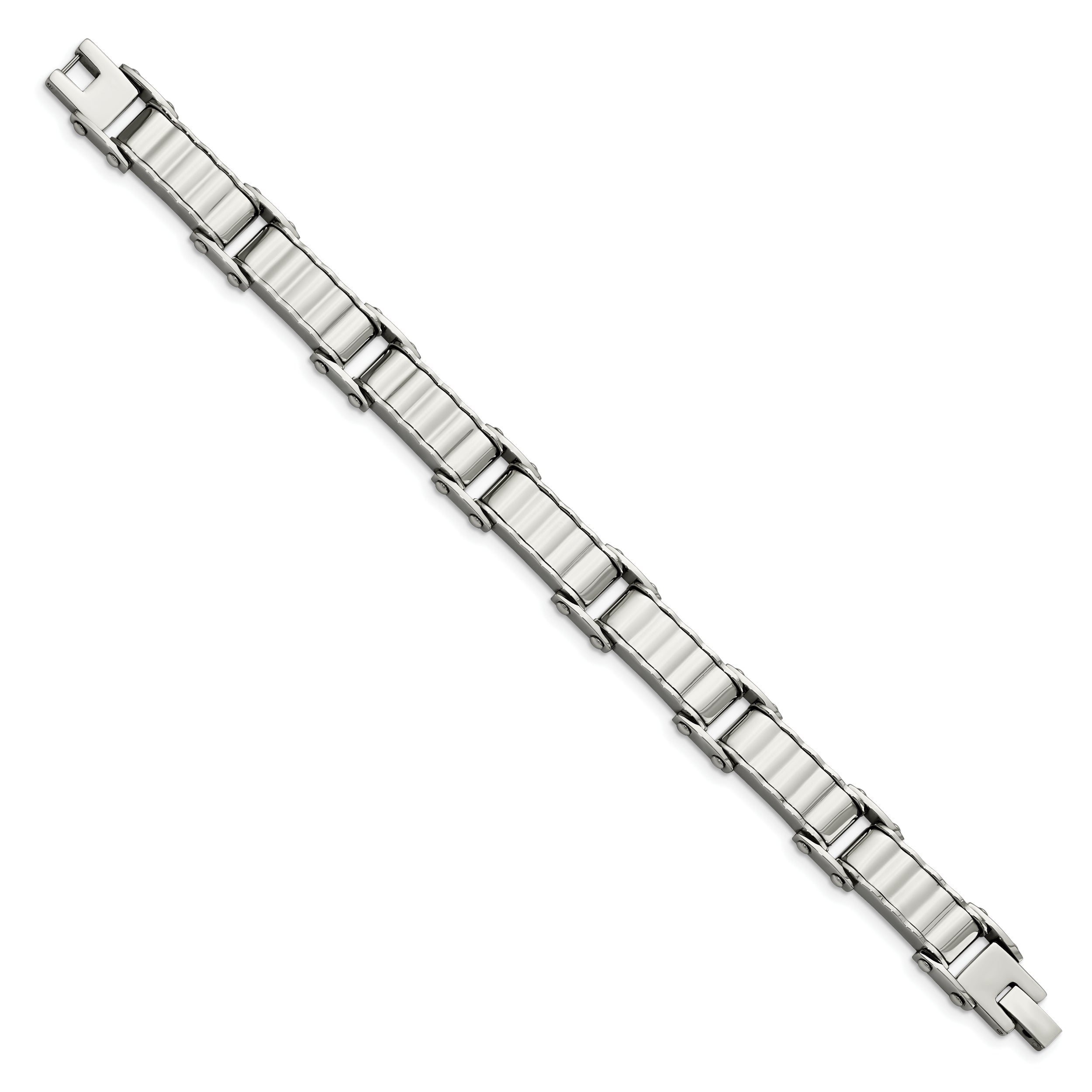 Stainless Steel Polished and Textured 8in Bracelet