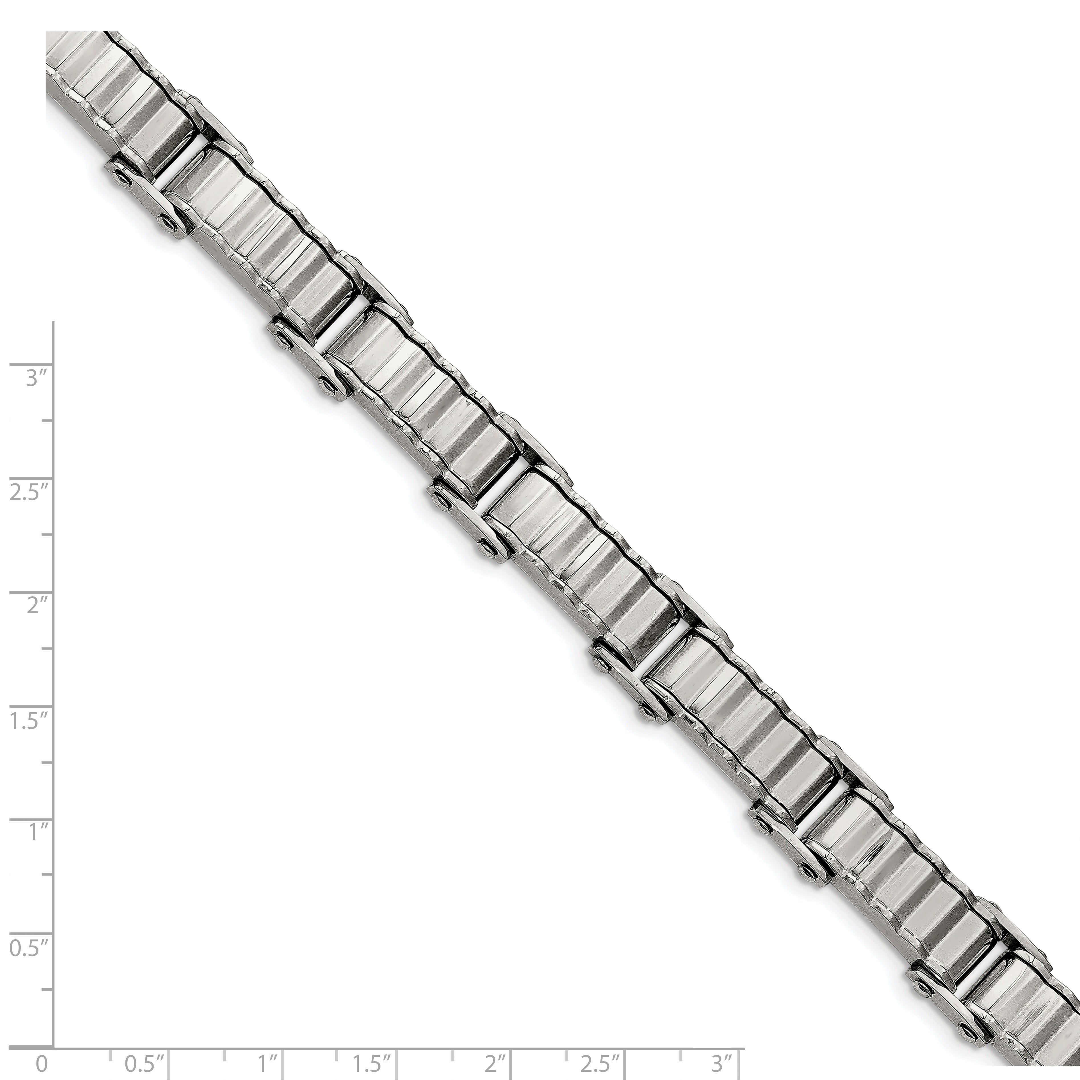 Stainless Steel Polished and Textured 8in Bracelet