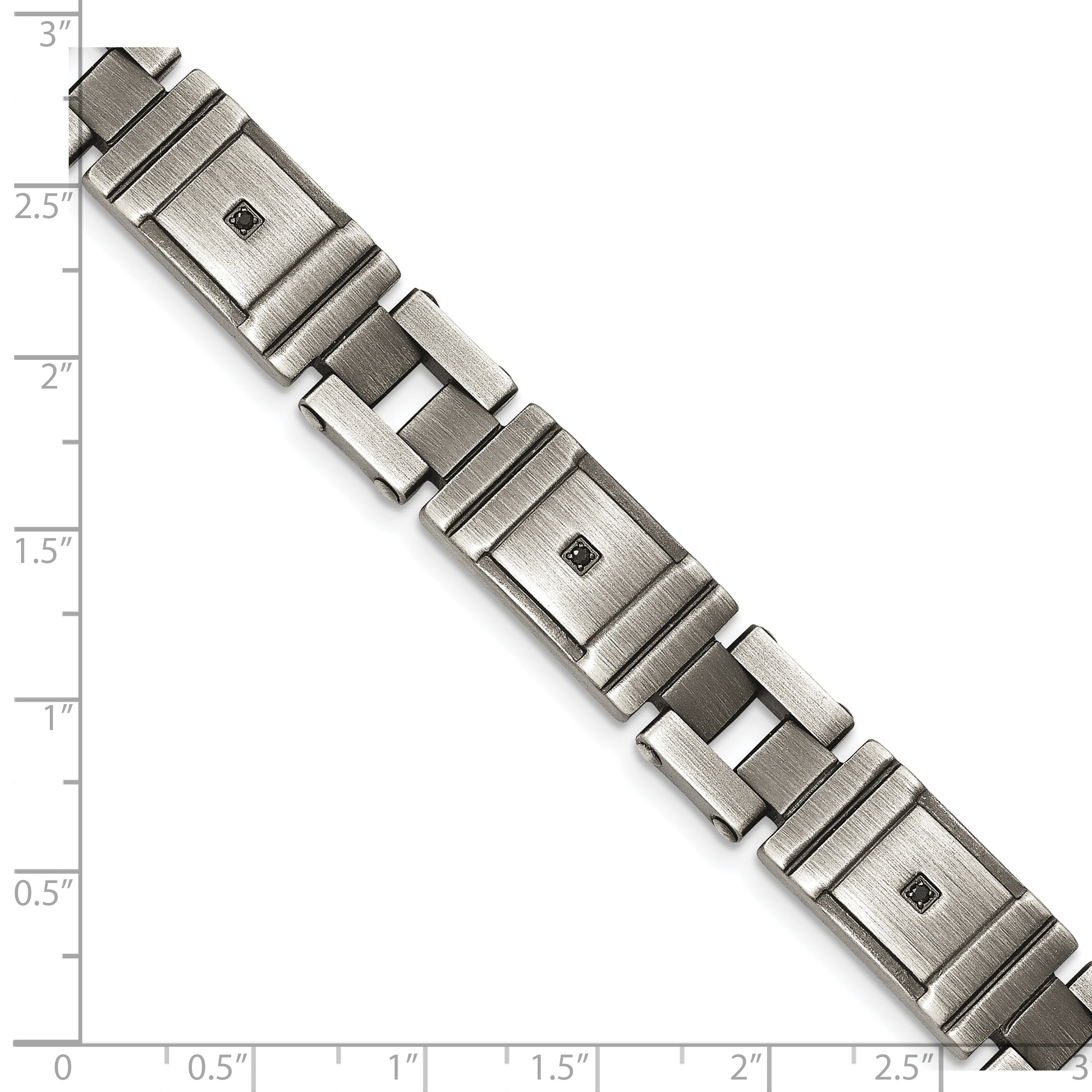 Chisel Stainless Steel Antiqued and Brushed with Black CZ 8.75 inch Link Bracelet