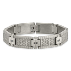 Stainless Steel Antiqued and Brushed with CZ 8.25in Bracelet