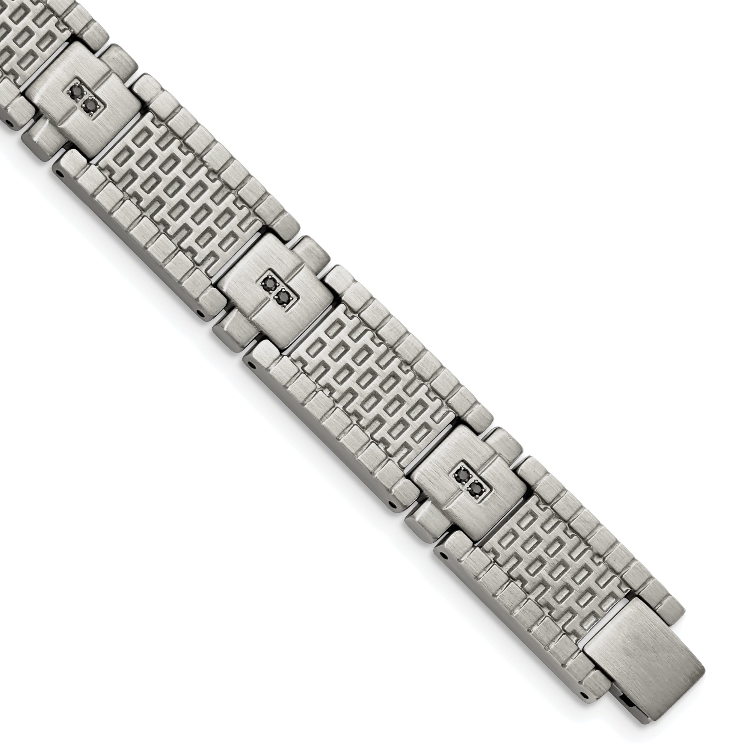 Stainless Steel Antiqued and Brushed with CZ 8.25in Bracelet