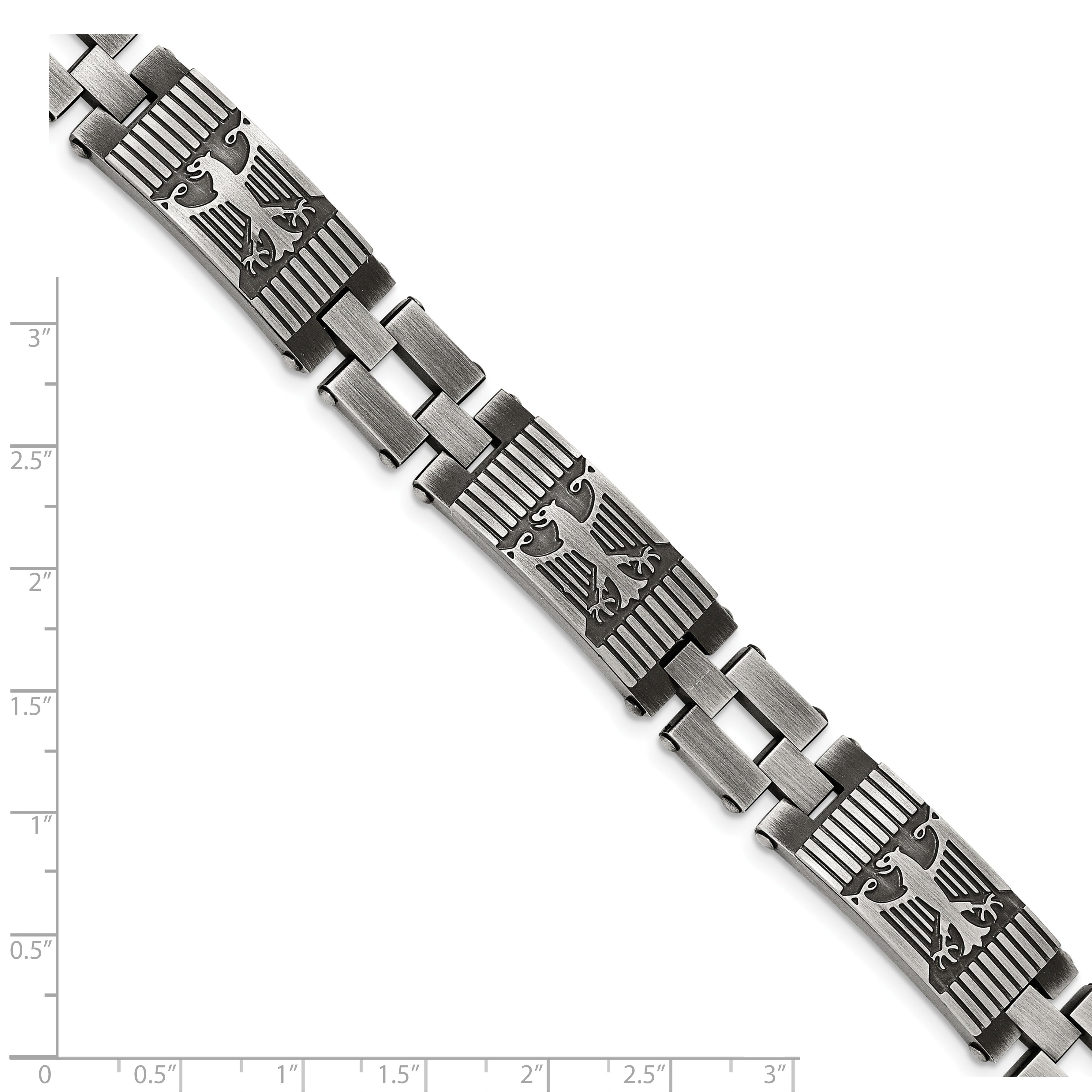 Chisel Stainless Steel Antiqued and Brushed 8.5 inch Eagle Link Bracelet