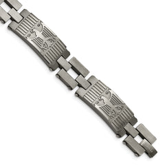 Chisel Stainless Steel Antiqued and Brushed 8.5 inch Eagle Link Bracelet