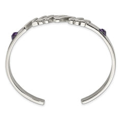 Stainless Steel Polished w/Purple CZ MOM Bangle