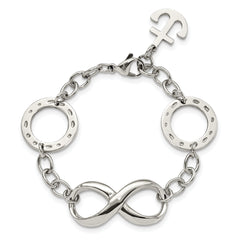 Stainless Steel Polished Infinity Symbol and Anchor 7in Bracelet