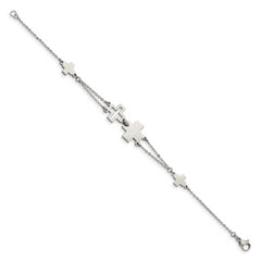 Stainless Steel Polished Cross 7.5in Bracelet