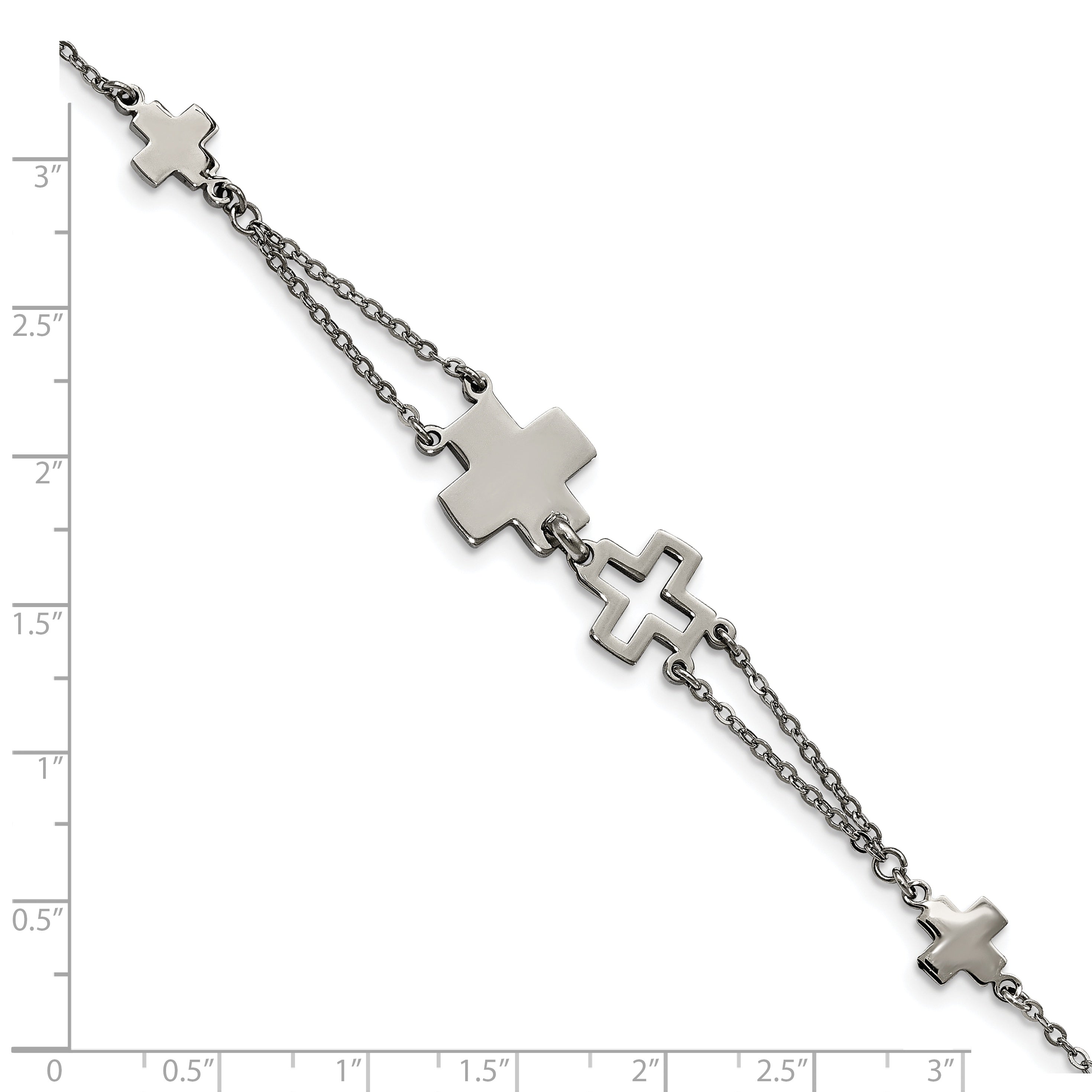 Stainless Steel Polished Cross 7.5in Bracelet