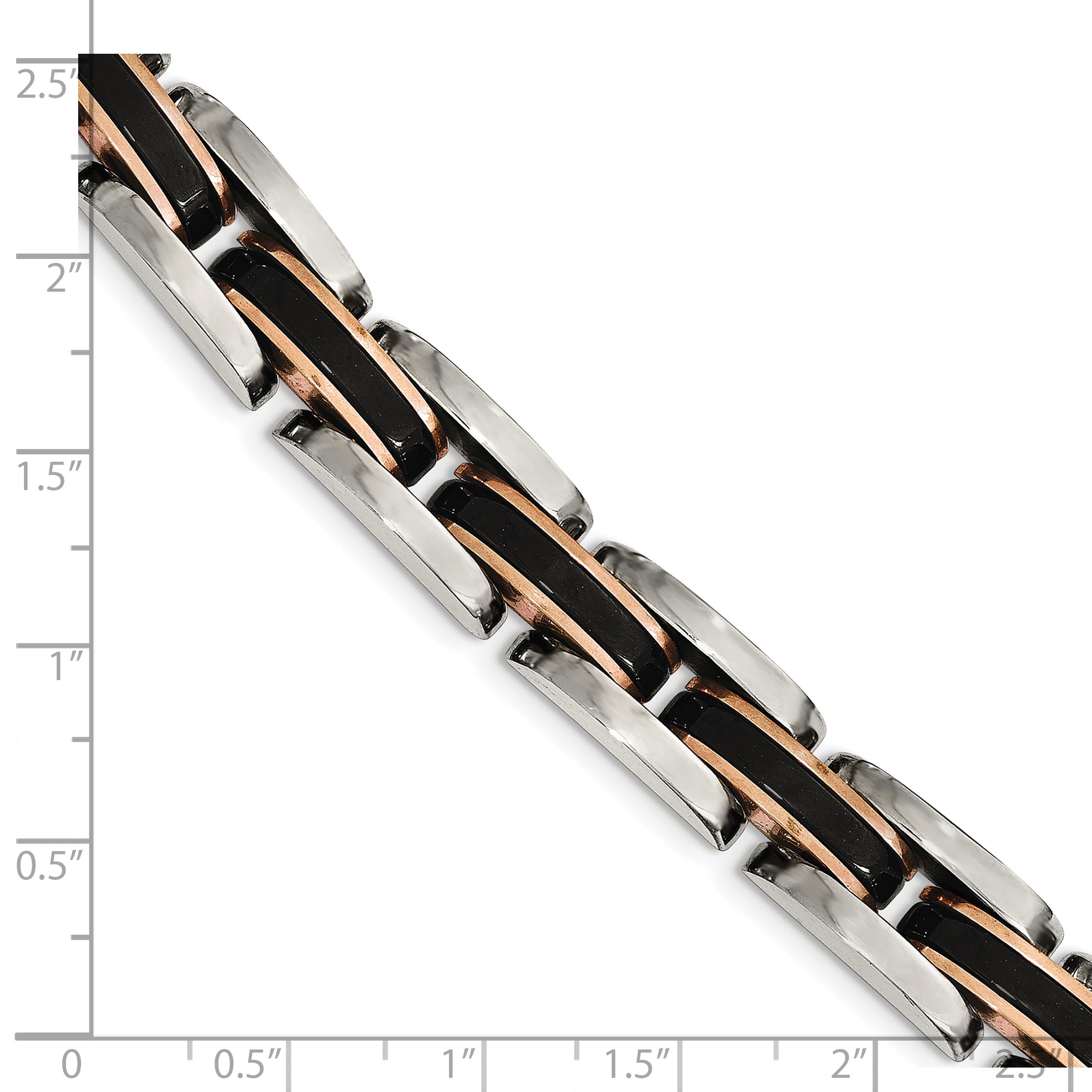 Chisel Stainless Steel Polished Black and Rose IP-plated 8.5 inch Link Bracelet