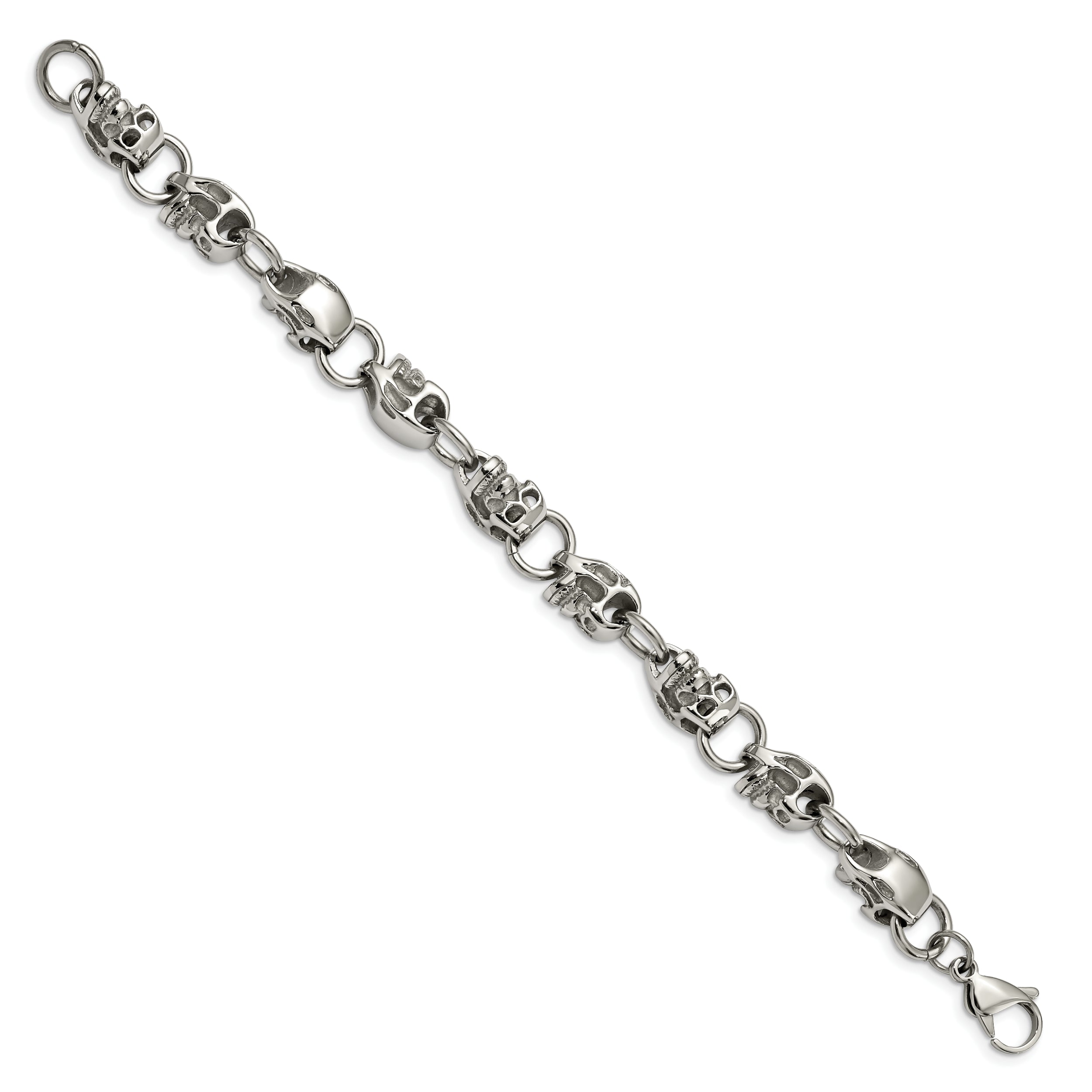 Chisel Stainless Steel Polished Skull Link 8.75 inch Bracelet