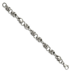 Chisel Stainless Steel Polished Skull Link 8.75 inch Bracelet