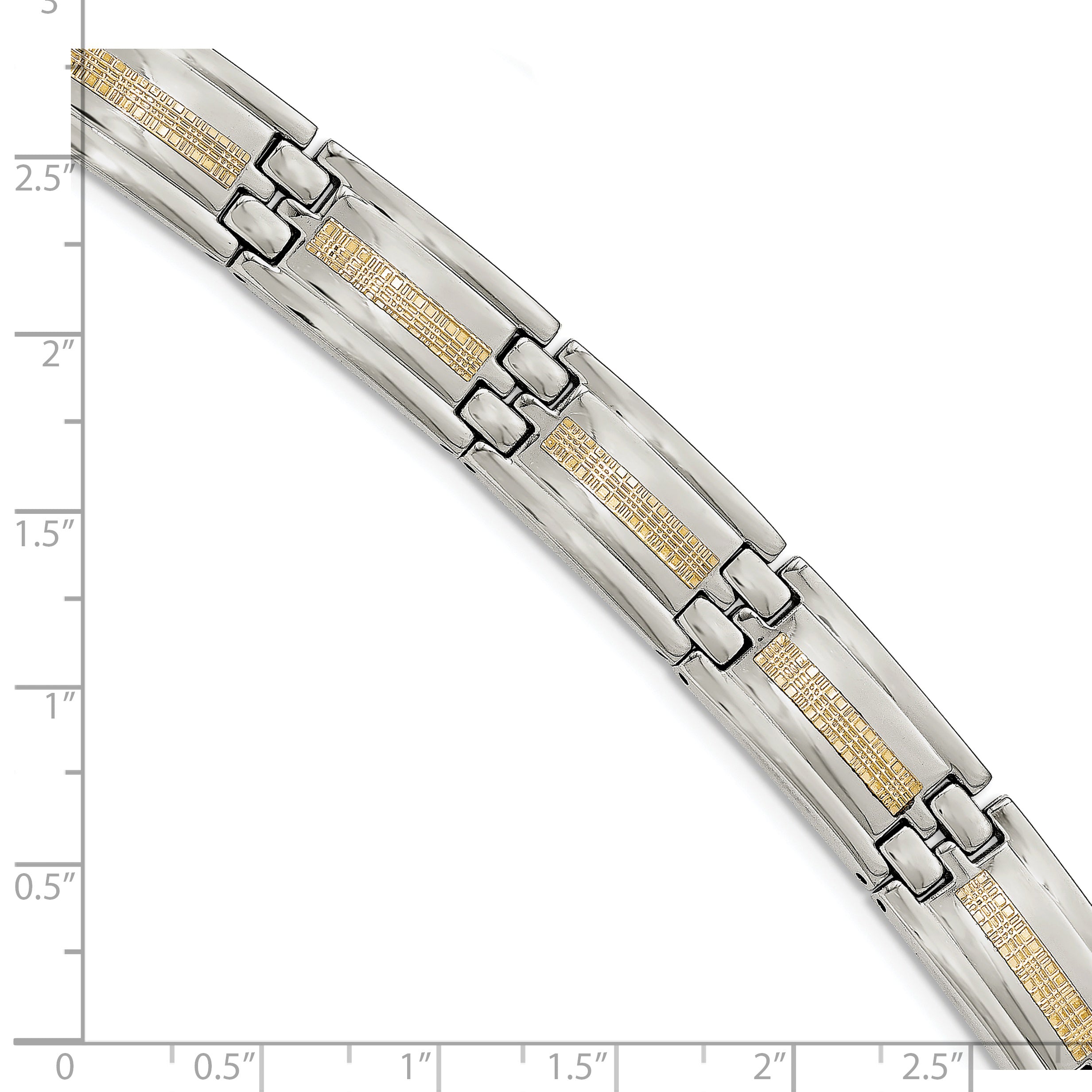 Chisel Stainless Steel Polished with 14k Gold Inlay 8.75 inch Link Bracelet