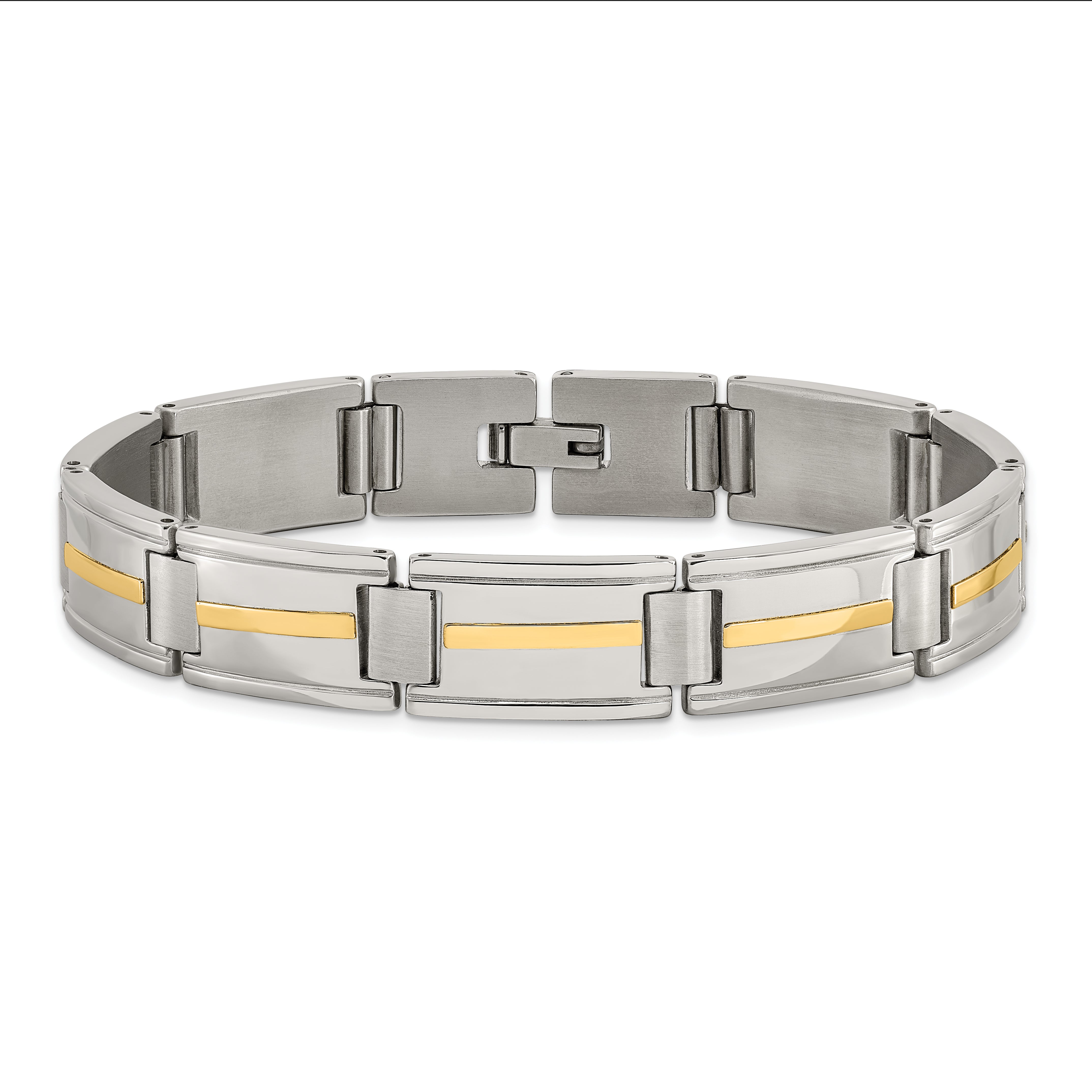 Chisel Stainless Steel with 14k Gold Accent Brushed and Polished 8.75 inch Link Bracelet