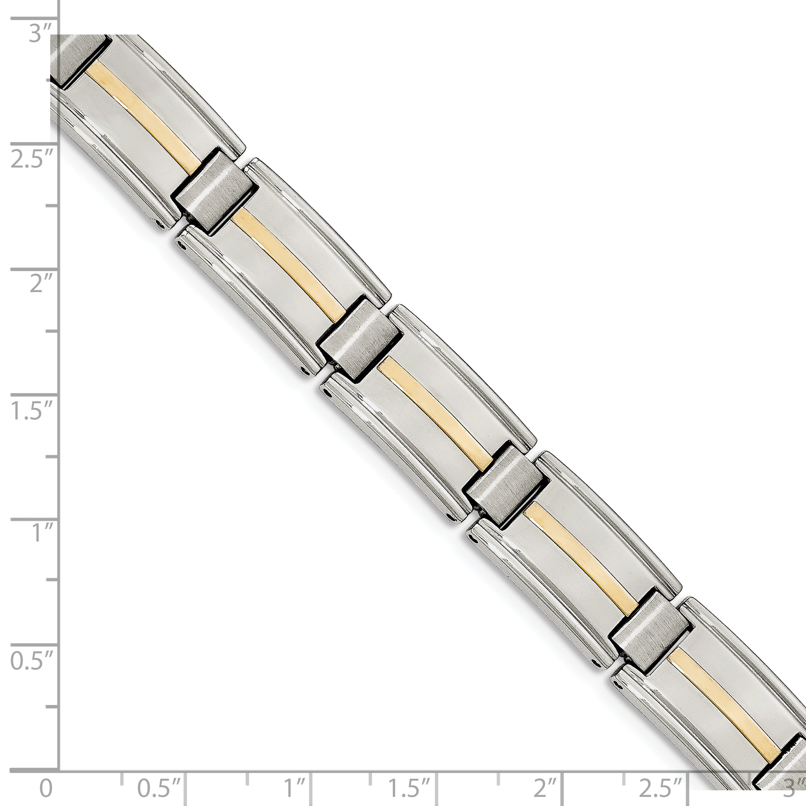 Chisel Stainless Steel with 14k Gold Accent Brushed and Polished 8.75 inch Link Bracelet