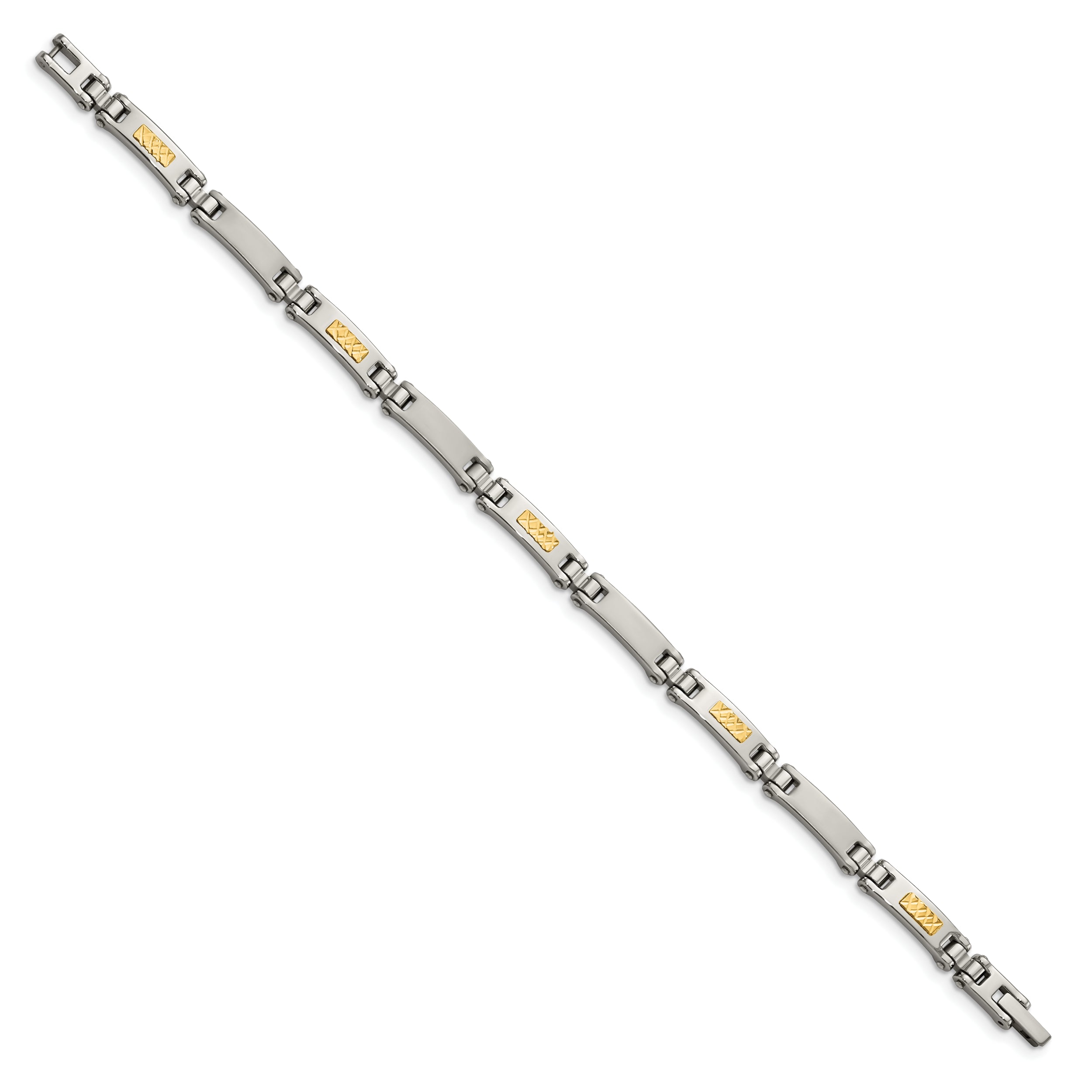 Chisel Stainless Steel with 14k Gold Accent Brushed and Polished 8.25 inch Link Bracelet