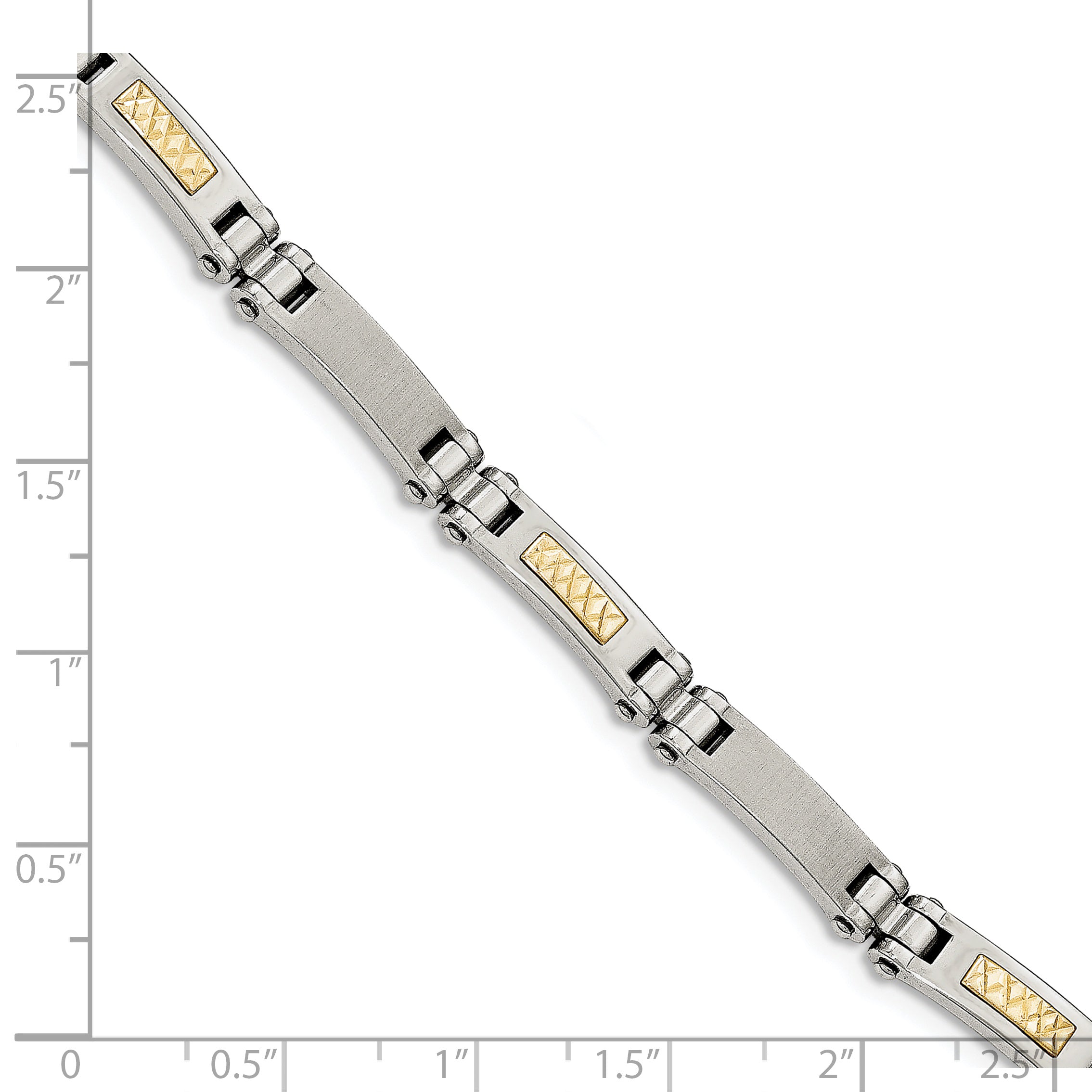 Chisel Stainless Steel with 14k Gold Accent Brushed and Polished 8.25 inch Link Bracelet