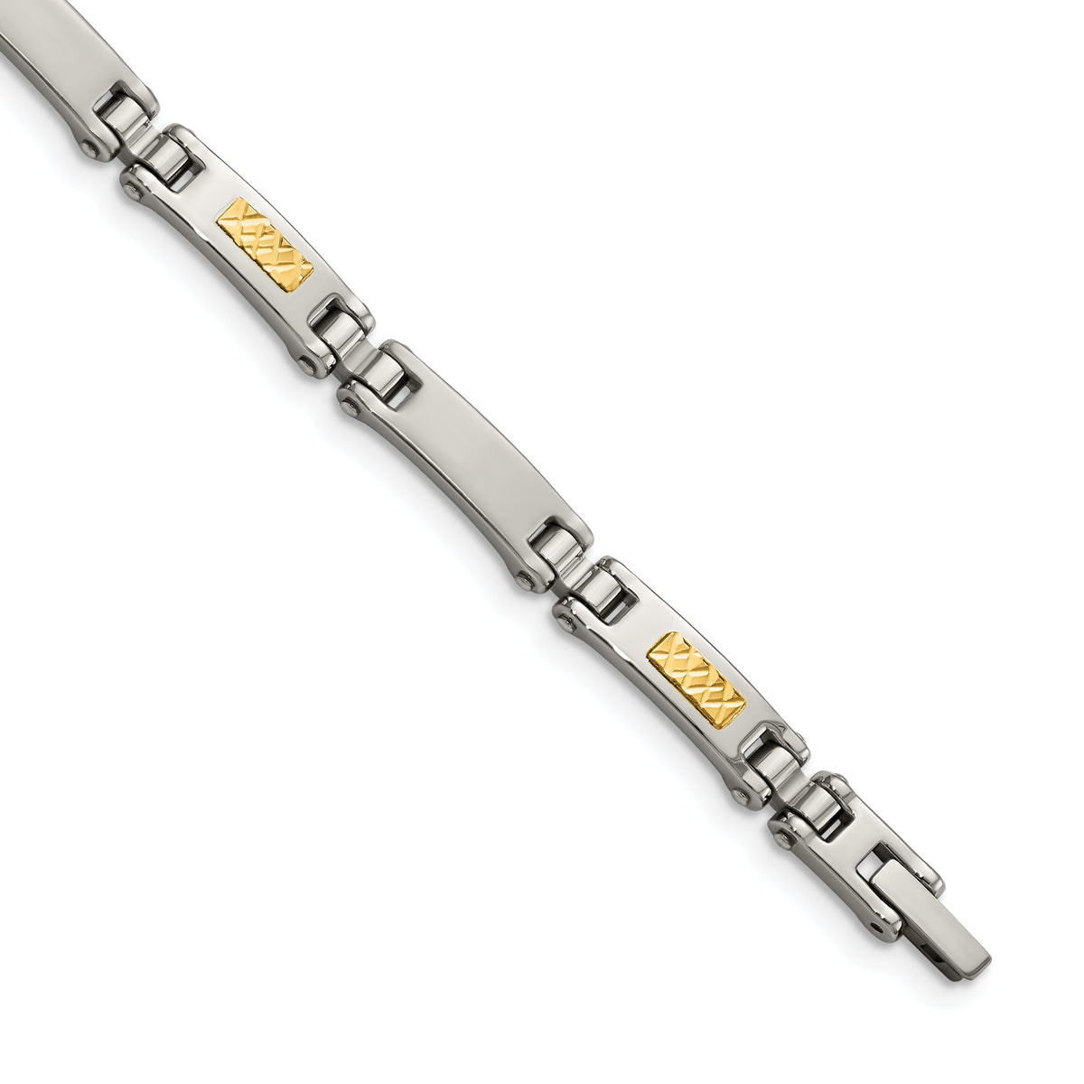 Chisel Stainless Steel with 14k Gold Accent Brushed and Polished 8.25 inch Link Bracelet