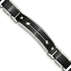 Stainless Steel Brushed and Polished Black IP-plated 8.5in Bracelet