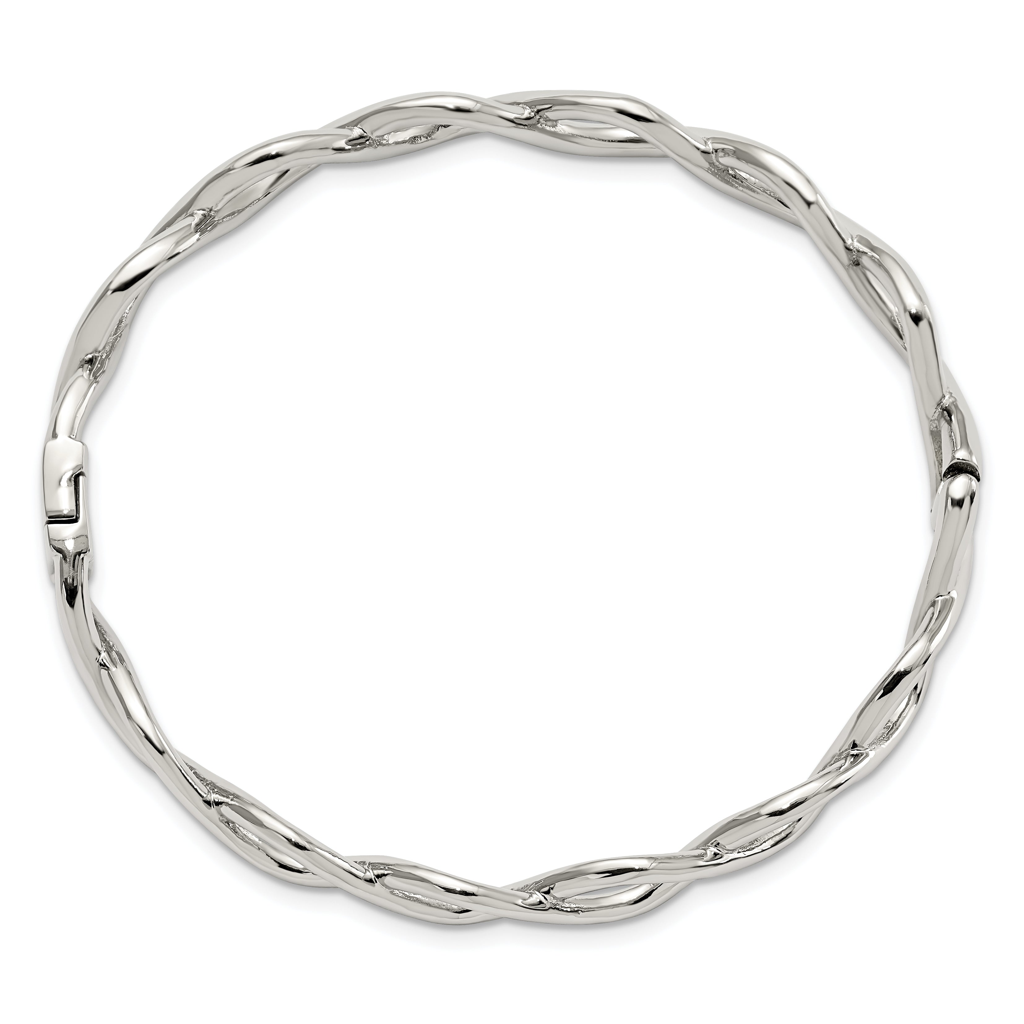 Chisel Stainless Steel Polished Criss Cross Hinged Bangle