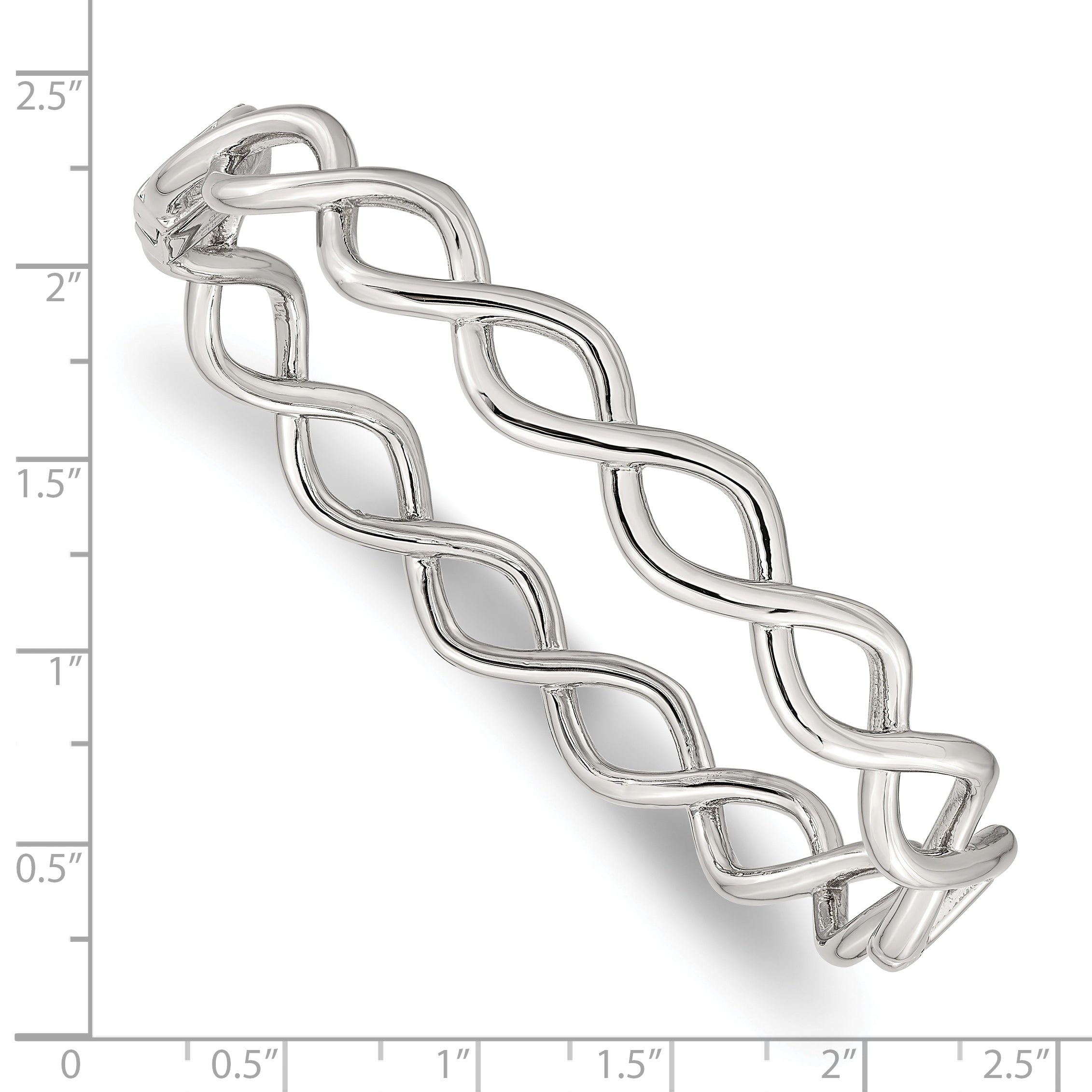 Chisel Stainless Steel Polished Criss Cross Hinged Bangle