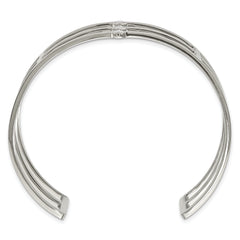 Stainless Steel Polished CZ Cuff Bangle